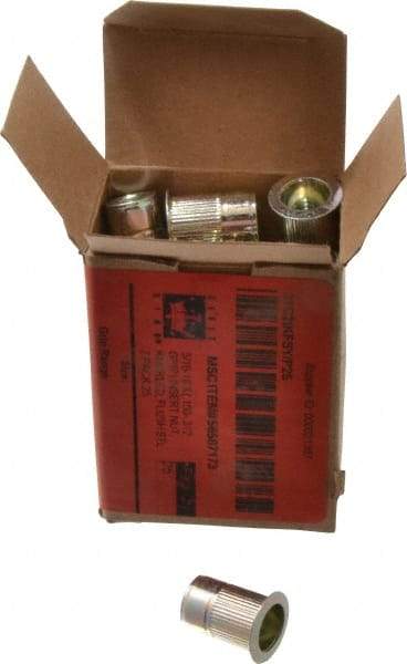 RivetKing - 5/16-18, 0.15 to 0.312" Grip, Steel Standard Rivet Nut - Zinc Yellow Dichromate Finish, Full Head Head - Industrial Tool & Supply