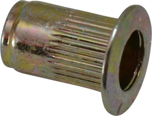 RivetKing - #6-32, 0.02 to 0.08" Grip, Steel Standard Rivet Nut - Zinc Yellow Dichromate Finish, Countersunk Head - Industrial Tool & Supply