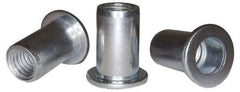 RivetKing - 1/4-20, 0.14 to 0.2" Grip, Aluminum Standard Rivet Nut - Uncoated, Drill Size Letter Q, Round Head - Industrial Tool & Supply