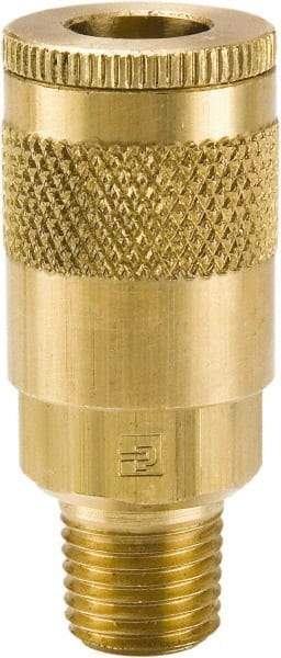 Parker - 3/8-18 Male NPTF Tru-Flate Automotive Pneumatic Hose Coupler - Brass, 3/8" Body Diam - Industrial Tool & Supply