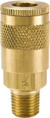 Parker - 1/2-14 Male NPTF Tru-Flate Automotive Pneumatic Hose Coupler - Brass, 1/2" Body Diam - Industrial Tool & Supply