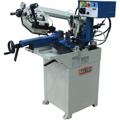 Baileigh - 8.26 x 6.69" Max Capacity, Manual Geared Head Horizontal Bandsaw - 66 to 280 SFPM Blade Speed, 110 Volts, 0 to 60°, 1 hp, 1 Phase - Industrial Tool & Supply