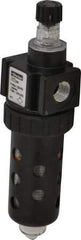 Parker - 3/8" NPT, 150 Max psi Compact Micro Mist Lubricator - Polycarbonate Bowl with Sight Glass, Zinc Body, 40 CFM, 125°F Max Temp, 2" Wide x 7.38" High - Industrial Tool & Supply