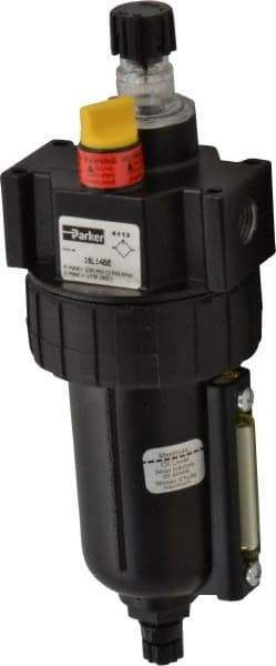 Parker - 1/4" NPT, 250 Max psi Intermediate Micro Mist Lubricator - Metal Bowl with Sight Glass, Zinc Body, 40 CFM, 175°F Max Temp, 2.81" Wide x 7.82" High - Industrial Tool & Supply