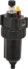 Parker - 3/8" NPT, 250 Max psi Intermediate Micro Mist Lubricator - Metal Bowl with Sight Glass, Zinc Body, 60 CFM, 175°F Max Temp, 2.81" Wide x 7.82" High - Industrial Tool & Supply