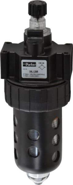 Parker - 1/4" NPT, 150 Max psi Intermediate Mist Lubricator - Polycarbonate Bowl with Sight Glass, Zinc Body, 40 CFM, 125°F Max Temp, 2.81" Wide x 7.82" High - Industrial Tool & Supply