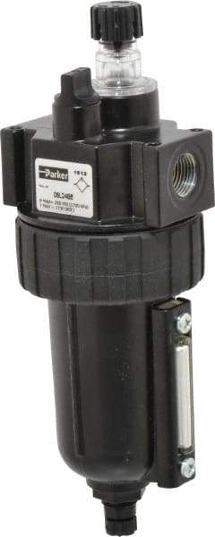 Parker - 3/8" NPT, 250 Max psi Intermediate Mist Lubricator - Metal Bowl with Sight Glass, Zinc Body, 60 CFM, 175°F Max Temp, 2.81" Wide x 7.82" High - Industrial Tool & Supply