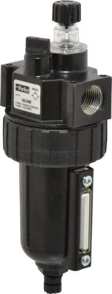 Parker - 1/2" NPT, 250 Max psi Intermediate Mist Lubricator - Metal Bowl with Sight Glass, Zinc Body, 90 CFM, 175°F Max Temp, 2.81" Wide x 7.82" High - Industrial Tool & Supply