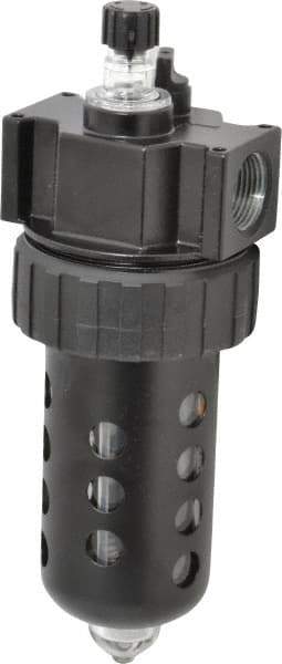 Parker - 3/4" NPT, 150 Max psi Standard Mist Lubricator - Polycarbonate Bowl with Sight Glass, Zinc Body, 90 CFM, 125°F Max Temp, 3.24" Wide x 9.27" High - Industrial Tool & Supply