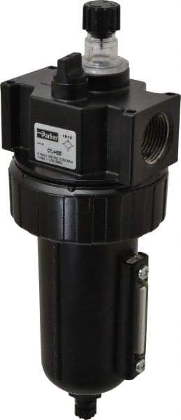 Parker - 3/4" NPT, 250 Max psi Standard Mist Lubricator - Metal Bowl with Sight Glass, Zinc Body, 90 CFM, 175°F Max Temp, 3.24" Wide x 9.27" High - Industrial Tool & Supply
