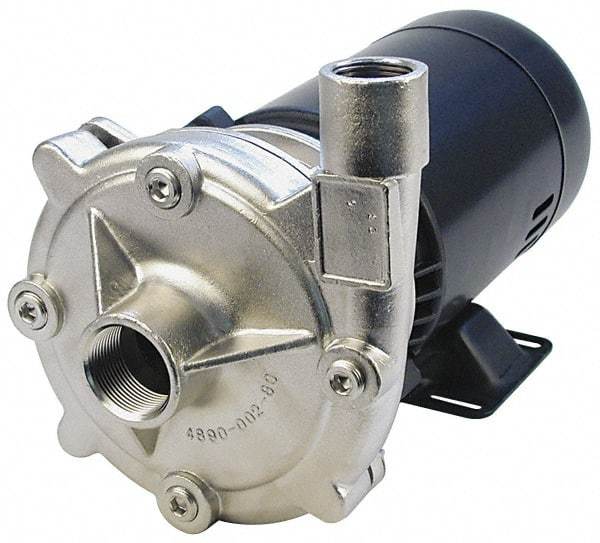 Pentair - ODP Motor, 208-230/460 Volt, 3 Phase, 1/2 HP, Stainless Steel Straight Pump - 1-1/4 Inch Inlet, 1 Inch Outlet, 82 Max Head psi, Stainless Steel Impeller, Viton Seal, 82 Ft. Shut Off - Industrial Tool & Supply