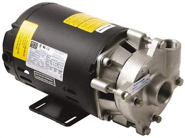 Pentair - ODP Motor, 208-230/460 Volt, 3 Phase, 1/2 HP, Stainless Steel Straight Pump - 1-1/4 Inch Inlet, 1 Inch Outlet, 42 Max Head psi, Stainless Steel Impeller, Viton Seal, 42 Ft. Shut Off - Industrial Tool & Supply