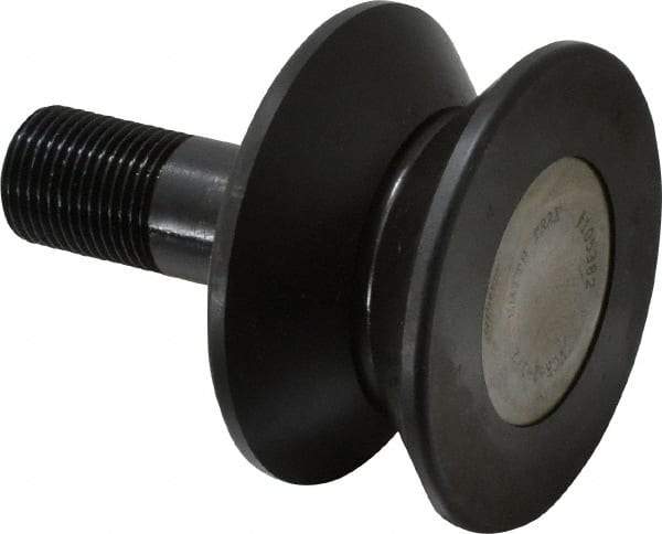 Accurate Bushing - 2-1/2" Roller Diam x 1-5/16" Width, 3/4" Stud Diam x 1-3/4" Length, V Guide Roller - Steel, 7/8" Thread Length, 3/4-16 Thread, 2,760 Lb Dynamic Cap, 1,100 Lb Static Cap - Industrial Tool & Supply