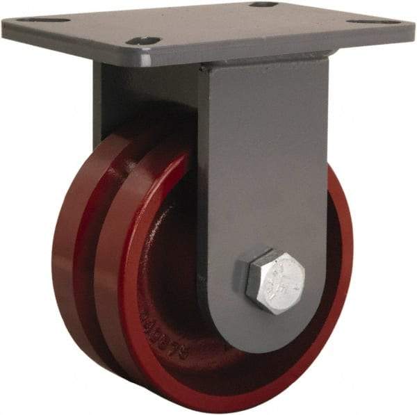 Hamilton - 6" Diam x 2-3/4" Wide, Iron Rigid Caster - 2,500 Lb Capacity, Top Plate Mount, 5-1/4" x 7-1/4" Plate, Tapered Roller Bearing - Industrial Tool & Supply