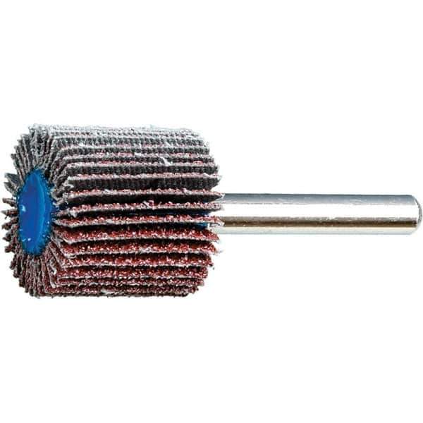 PFERD - 1" Diam x 1" Face Width, Aluminum Oxide Coated Mounted Flap Wheel - 1/4" Shank Mount, 40 Grit, 25,000 Max RPM - Industrial Tool & Supply