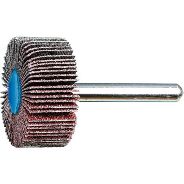 PFERD - 1-3/8" Diam x 5/8" Face Width, Aluminum Oxide Coated Mounted Flap Wheel - 1/4" Shank Mount, 80 Grit, 23,000 Max RPM - Industrial Tool & Supply