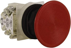 Schneider Electric - 30mm Mount Hole, Extended Straight, Pushbutton Switch with Contact Block - Red Pushbutton, Momentary (MO) - Industrial Tool & Supply