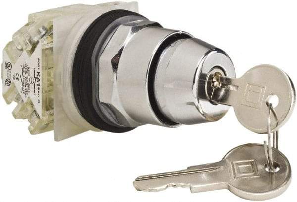 Schneider Electric - 1.18 Inch Mount Hole, 2 Position, Knob and Pushbutton Operated, Selector Switch - Black, Maintained (MA), 2NO/2NC, Weatherproof and Dust and Oil Resistant - Industrial Tool & Supply