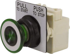 Schneider Electric - 30mm Mount Hole, Extended Straight, Pushbutton Switch Only - Green Pushbutton, Maintained (MA) - Industrial Tool & Supply