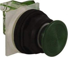 Schneider Electric - 30mm Mount Hole, Extended Straight, Pushbutton Switch with Contact Block - Green Pushbutton, Momentary (MO) - Industrial Tool & Supply