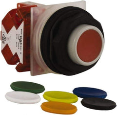 Schneider Electric - 30mm Mount Hole, Extended Straight, Pushbutton Switch with Contact Block - Multicolored Pushbutton, Momentary (MO) - Industrial Tool & Supply
