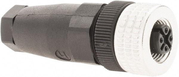 Telemecanique Sensors - 3 Amp, M12 5 Pin Female Straight Field Attachable Connector Sensor and Receptacle - 30 VAC, 36 VDC, IP67 Ingress Rating - Industrial Tool & Supply