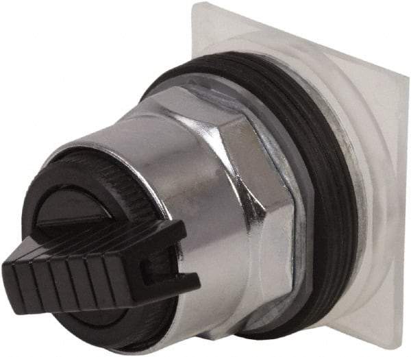 Schneider Electric - 1.18 Inch Mount Hole, 3 Position, Knob and Pushbutton Operated, Selector Switch Only - Black, Maintained (MA), without Contact Blocks, Weatherproof and Dust and Oil Resistant - Industrial Tool & Supply