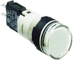 Schneider Electric - 12-24 VAC/VDC White Lens LED Pilot Light - Round Lens, Quick Connect Connector, 18mm Wide, Vibration Resistant - Industrial Tool & Supply