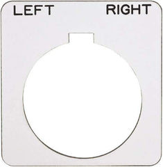 Schneider Electric - Square, Plastic Legend Plate - Left-Right - White Background, Black Letters, 1.22 Inch Hole Diameter, 1-3/4 Inch Square - Industrial Tool & Supply