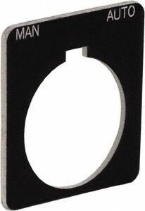 Schneider Electric - Square, Plastic Legend Plate - Manual-Auto - Black Background, White Letters, 1.22 Inch Hole Diameter, 1-3/4 Inch Square - Industrial Tool & Supply