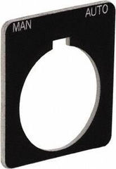 Schneider Electric - Square, Plastic Legend Plate - Manual-Auto - Black Background, White Letters, 1.22 Inch Hole Diameter, 1-3/4 Inch Square - Industrial Tool & Supply