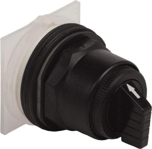 Schneider Electric - 1.18 Inch Mount Hole, 3 Position, Knob and Pushbutton Operated, Selector Switch Only - Black, Momentary (MO), without Contact Blocks, Anticorrosive, Weatherproof, Dust and Oil Resistant - Industrial Tool & Supply