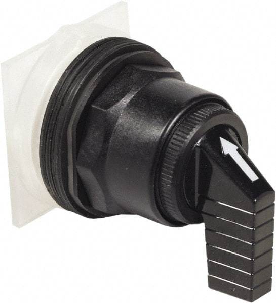 Schneider Electric - 1.18 Inch Mount Hole, 3 Position, Knob and Pushbutton Operated, Selector Switch Only - Black, Momentary (MO), without Contact Blocks, Anticorrosive, Weatherproof, Dust and Oil Resistant - Industrial Tool & Supply