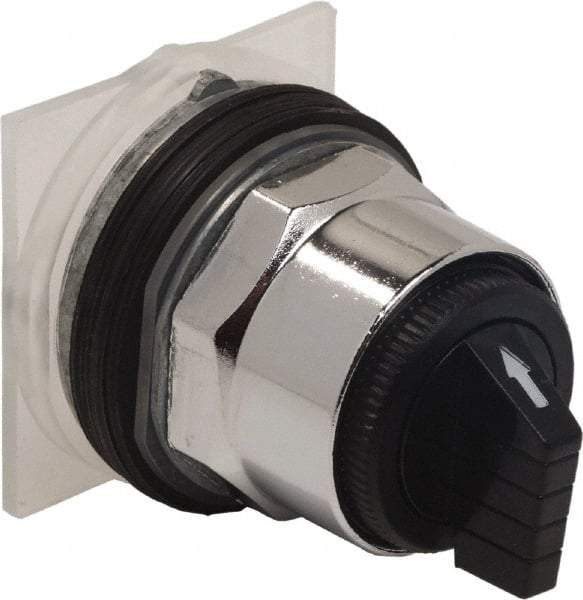 Schneider Electric - 1.18 Inch Mount Hole, 3 Position, Knob and Pushbutton Operated, Selector Switch Only - Black, Maintained (MA), without Contact Blocks, Weatherproof and Dust and Oil Resistant - Industrial Tool & Supply