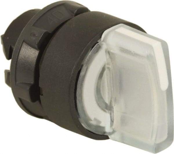 Schneider Electric - 22mm Mount Hole, 3 Position, Handle Operated, Selector Switch Only - White, Momentary (MO), Illuminated, Shock, Vibration and Water Resistant - Industrial Tool & Supply