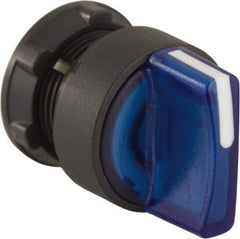 Schneider Electric - 22mm Mount Hole, 2 Position, Handle Operated, Selector Switch Only - Blue, Maintained (MA), Illuminated, Shock, Vibration and Water Resistant - Industrial Tool & Supply