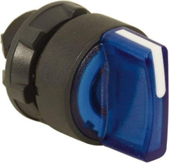 Schneider Electric - 22mm Mount Hole, 3 Position, Handle Operated, Selector Switch Only - Blue, Maintained (MA), Illuminated, Shock, Vibration and Water Resistant - Industrial Tool & Supply