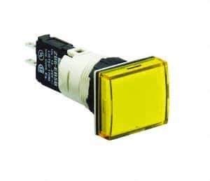 Schneider Electric - 12-24 VAC/VDC Yellow Lens LED Pilot Light - Rectangle Lens, Quick Connect Connector, 24mm Wide, Vibration Resistant - Industrial Tool & Supply