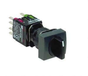 Schneider Electric - 16mm Mount Hole, Selector Switch - Black, Maintained (MA), NO/NC, Vibration Resistant - Industrial Tool & Supply