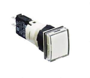 Schneider Electric - 12-24 VAC/VDC White Lens LED Pilot Light - Square Lens, Quick Connect Connector, 18mm Wide, Vibration Resistant - Industrial Tool & Supply
