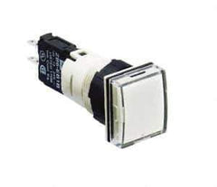 Schneider Electric - 12-24 VAC/VDC White Lens LED Pilot Light - Square Lens, Quick Connect Connector, 18mm Wide, Vibration Resistant - Industrial Tool & Supply