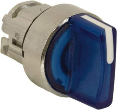 Schneider Electric - 22mm Mount Hole, 3 Position, Handle Operated, Selector Switch - Blue, Momentary (MO), Illuminated, Shock, Vibration and Water Resistant - Industrial Tool & Supply