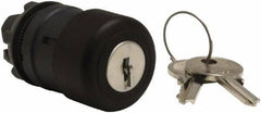 Schneider Electric - 22mm Mount Hole, Extended Mushroom Head, Pushbutton Switch Only - Round, Black Pushbutton, Nonilluminated, Maintained (MA) - Industrial Tool & Supply