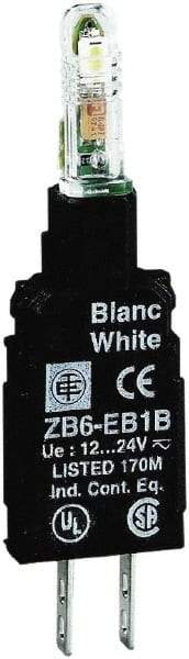 Schneider Electric - 12-24 VAC White Lens LED Indicating Light - Quick Connect Connector, Shock Resistant, Vibration Resistant - Industrial Tool & Supply