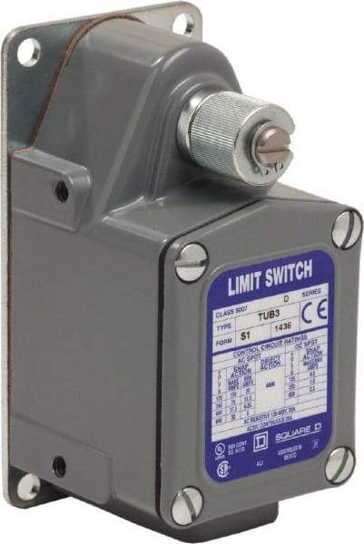 Square D - SPDT, 600 VAC, Screw Terminal, Plunger Actuator, General Purpose Limit Switch - Surface Mount - Industrial Tool & Supply