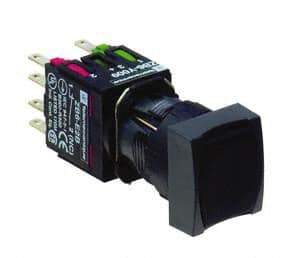 Schneider Electric - 16mm Mount Hole, Flush, Pushbutton Switch with Contact Block - Square, Black Pushbutton, Momentary (MO) - Industrial Tool & Supply