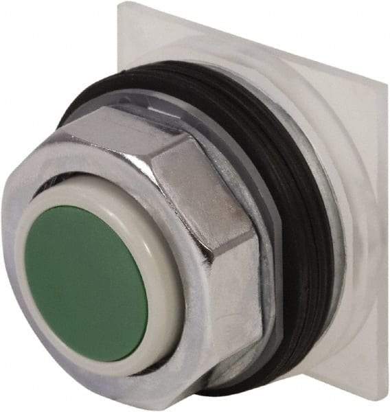 Schneider Electric - 30mm Mount Hole, Extended Straight, Pushbutton Switch Only - Green Pushbutton, Momentary (MO) - Industrial Tool & Supply