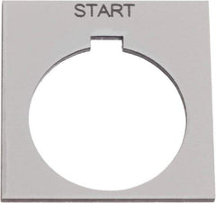Schneider Electric - Square, Plastic Legend Plate - Start - Silver Background, Black Letters, 1.2 Inch Hole Diameter, 1-3/4 Inch Square - Industrial Tool & Supply