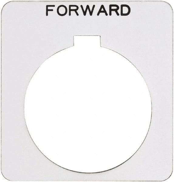 Schneider Electric - Square, Plastic Legend Plate - Forward - White Background, Black Letters, 1.22 Inch Hole Diameter, 1-3/4 Inch Square - Industrial Tool & Supply