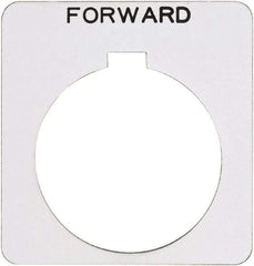 Schneider Electric - Square, Plastic Legend Plate - Forward - White Background, Black Letters, 1.22 Inch Hole Diameter, 1-3/4 Inch Square - Industrial Tool & Supply